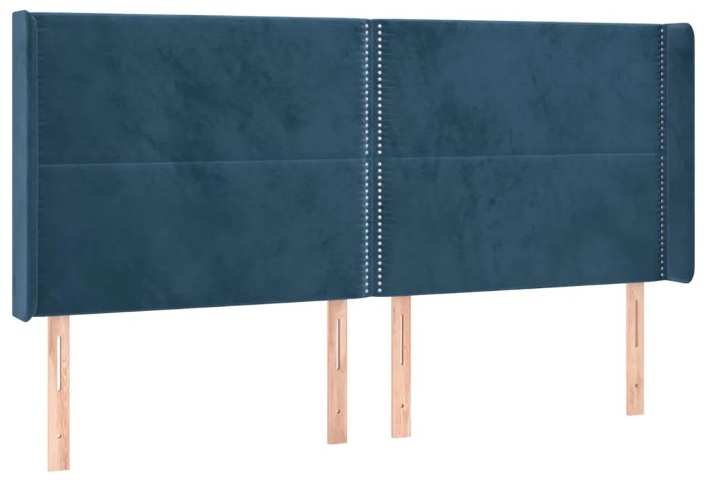 Κεφαλάρι με Πτερύγια Σκούρο Μπλε163x16x118/128 εκ. Βελούδινο 3119498