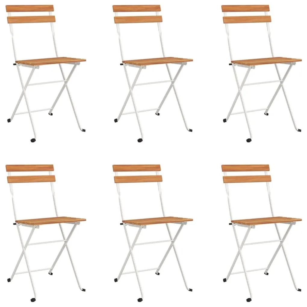 Καρέκλες Bistro Πτυσσόμενες 6 τεμ. Μασίφ Ξύλο Ακακίας + Ατσάλι - Καφέ