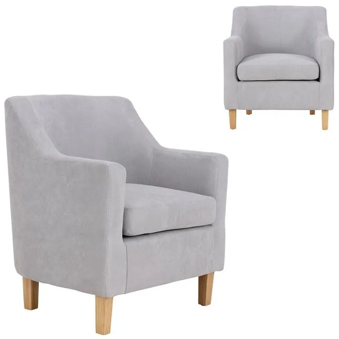 WOODWELL BETA Πολυθρόνα - Μπερζέρα Σαλονιού - Καθιστικού, Ύφασμα Ανοιχτό Γκρι 71x71x78cm Ε7130,3