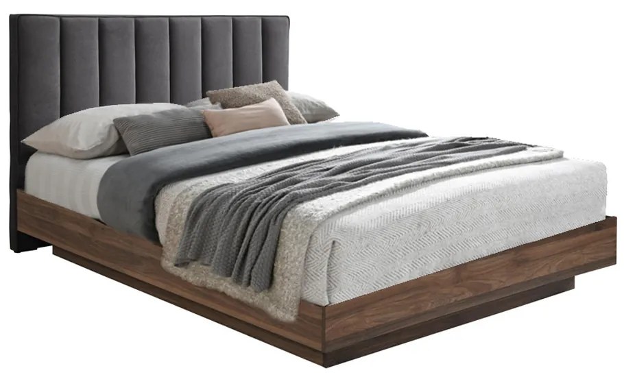 Liberta BOXY ΚΡΕΒΑΤΙ (ΓΙΑ ΣΤΡΩΜΑ 160x200cm) ΓΚΡΙ ΣΚΟΥΡΟ ΚΑΡΥΔΙ 211,5x165xH111,2cm 211,5x165xH111,2cm 09-1236