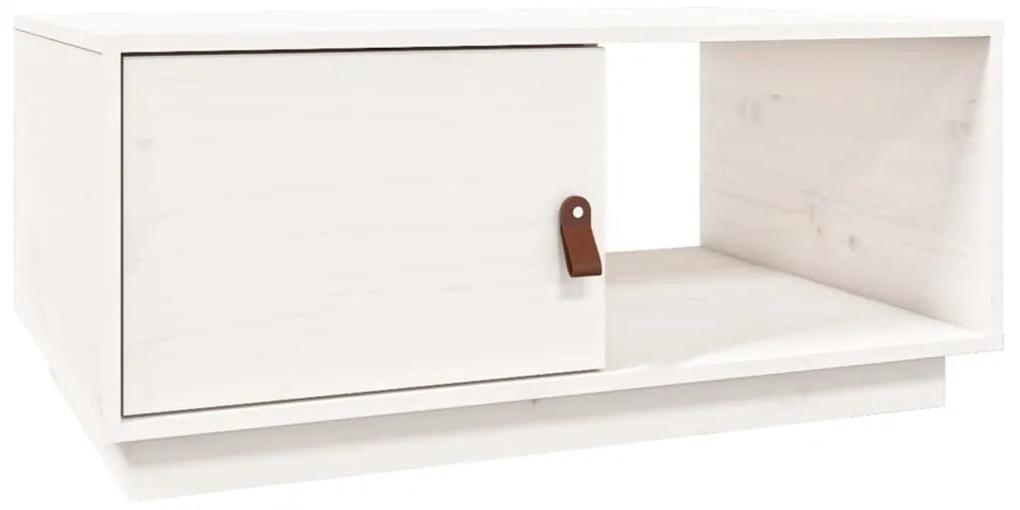 Τραπεζάκι Σαλονιού Λευκό 80x50x35,5 εκ από Μασίφ Ξύλο Πεύκου - Λευκό