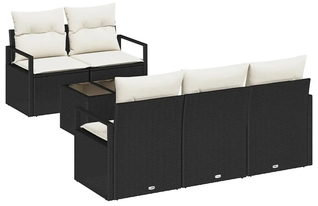 vidaXL Σετ Καναπέ Κήπου 6 pcs Μαύρο, Κρέμα 55 x 55 x 37 εκ