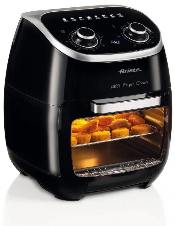Φούρνος με φριτέζα ζεστού αέρα Ariete AIRY FRYER OVEN 4619/00, 2000W, 11 l, 8 προγράμματα, 80-200C, Ψησταριά, Χρονοδιακόπτης, Μαύρο