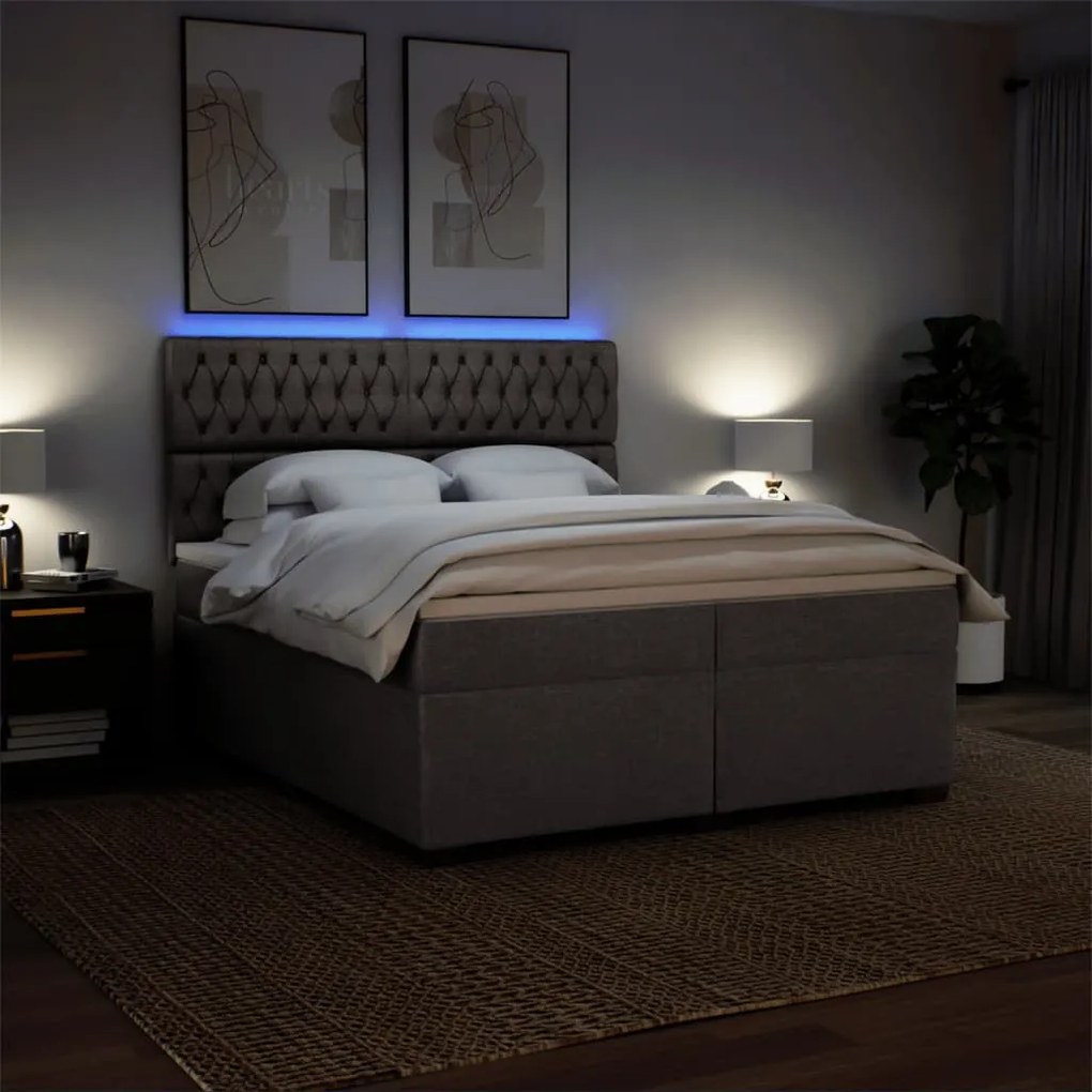 vidaXL Κρεβάτι Boxspring με Στρώμα Taupe 200x200 εκ. Υφασμάτινο