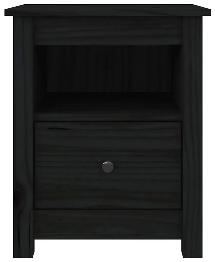 vidaXL Κομοδίνα 2 τεμ. Μαύρα 40x35x49 εκ. από Μασίφ Ξύλο Πεύκου