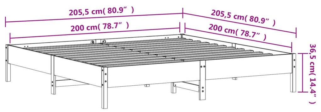 ΠΛΑΙΣΙΟ ΚΡΕΒΑΤΙΟΥ 200 X 200 ΕΚ. ΑΠΟ ΜΑΣΙΦ ΞΥΛΟ ΠΕΥΚΟΥ 842682