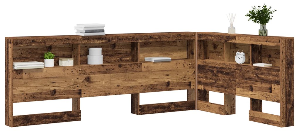 vidaXL Κεφαλάρι Αποθήκης με ράφι Παλαιό ξύλο 120 cm Επεξεργασμένο ξύλο