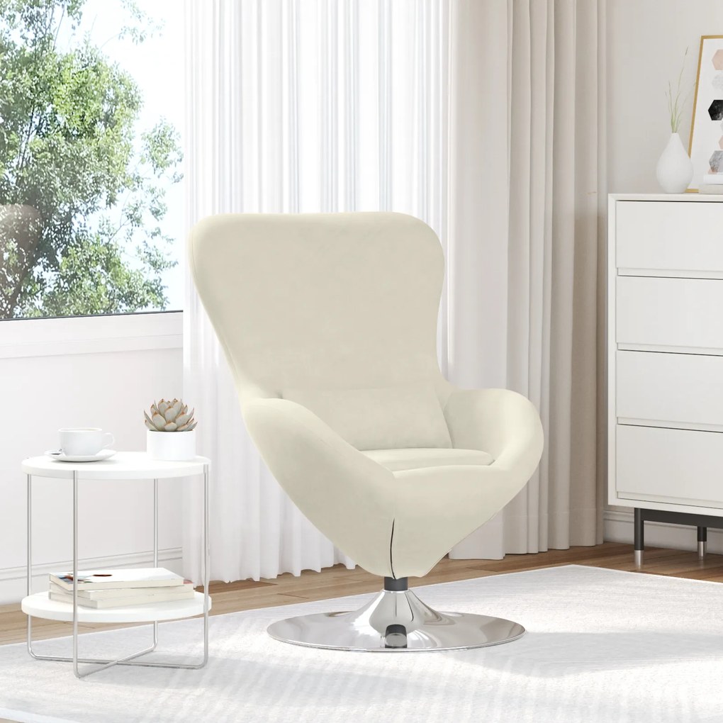 vidaXL Κάθισμα-αυγό Κρεμ 63 x 73 x 90 εκ Βελούδο