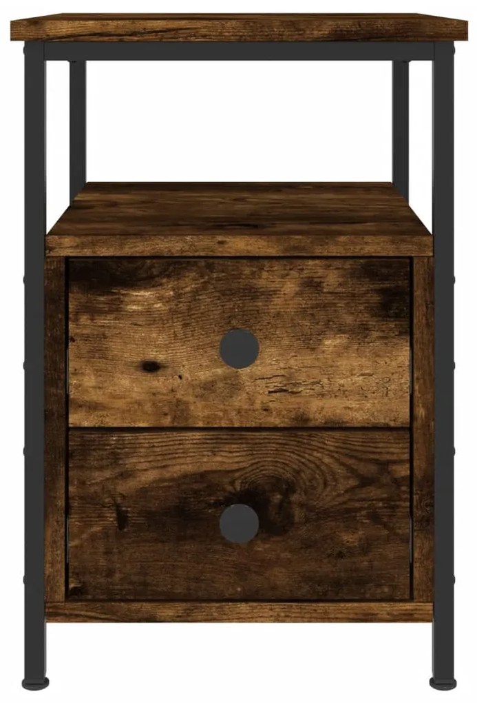 vidaXL Κομοδίνο 2 τεμ. Καπνιστή Δρυς 34x35,5x50 εκ. Επεξεργασμένο Ξύλο