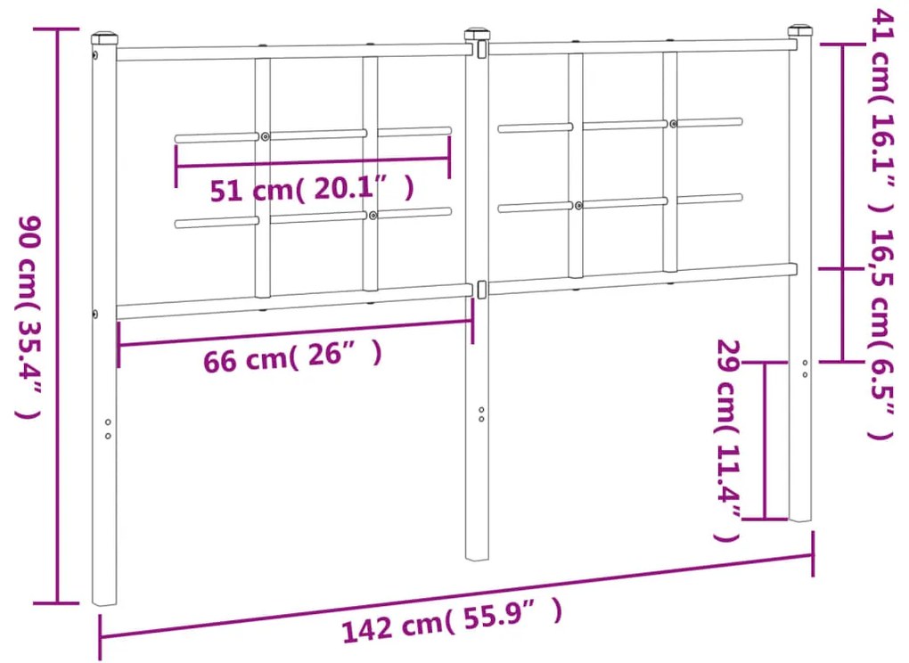 vidaXL Κεφαλάρι Λευκό 135 εκ. Μεταλλικό