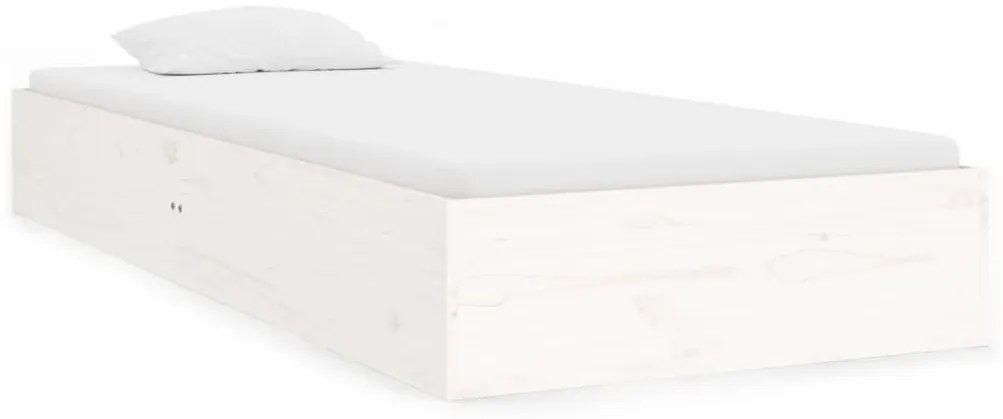 vidaXL Πλαίσιο Κρεβατιού Λευκό 75x190 εκ. Μασίφ Ξύλο Small Single