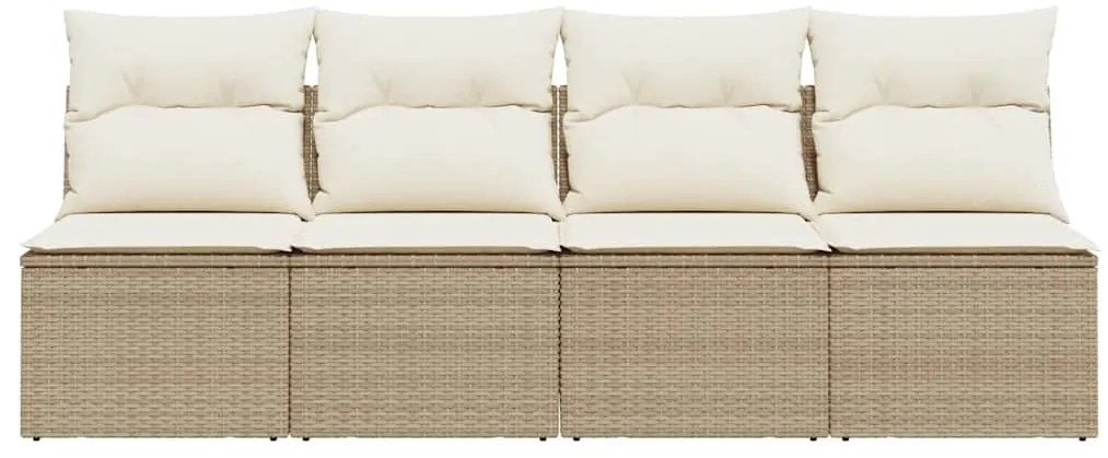 vidaXL Καναπές Κήπου Τετραθέσιος Μπεζ από Συνθετικό Ρατάν με Μαξιλάρια