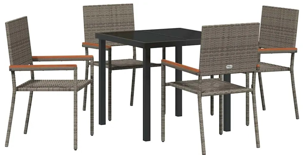 vidaXL Σέτ φαγητού για κήπο 5 pcs Γκρι Πολυ ράταν