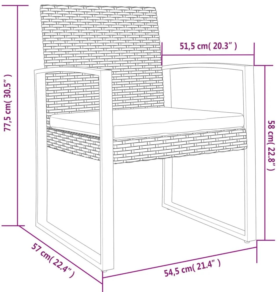 vidaXL Καρέκλες Τραπεζαρίας Κήπου 2 τεμ. Σκ. Γκρι Ρατάν Πολυπρ/λενίου