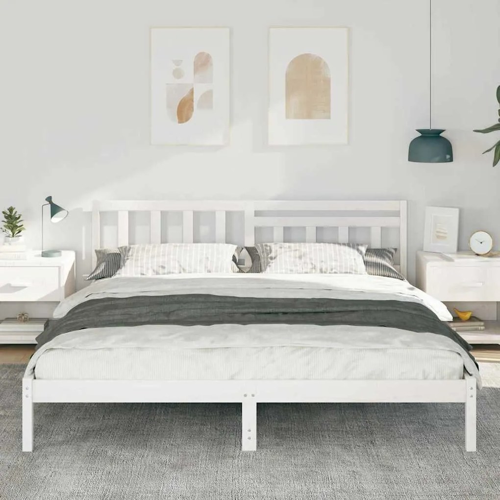 vidaXL Σκελετός Κρεβατιού Λευκό 180 x 200 cm Μασίφ ξύλο πεύκου