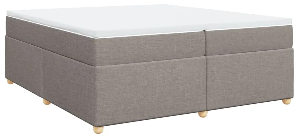 Κρεβάτι Boxspring με Στρώμα Taupe 200x200 εκ. Υφασμάτινο - Μπεζ-Γκρι