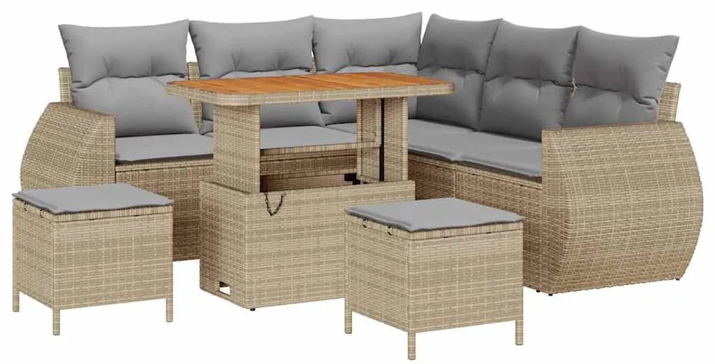 vidaXL Σετ Καναπέ Κήπου 8 pcs Μπεζ συνθετικό ρατάν