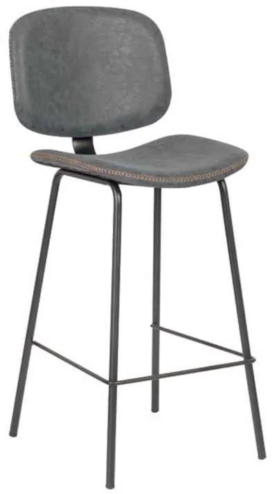 Σκαμπώ BAR BARLEY Μεταλ.Μαύρο/Pu Vintage Grey Grey 43x49x70/102cm (Σετ 2 ΤΕΜ)