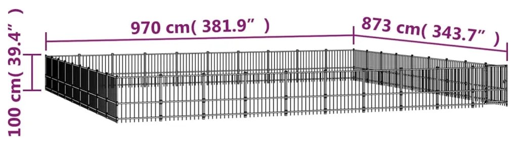 Κλουβί Σκύλου Εξωτερικού Χώρου 84,68 μ² από Ατσάλι - Μαύρο