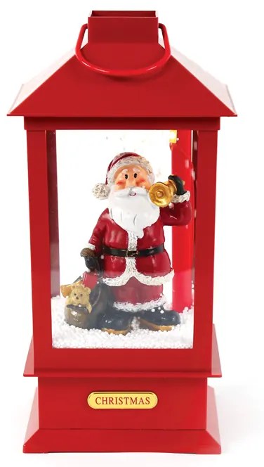 "PLASTIC SNOWY MUSIC SANTA LANTERN", 2 MINI LED ΛΑΜΠΑΚ. WW, ΜΠΑΤ. (3ΑΑ),IP20, 16X16X35CM ACA X0731106