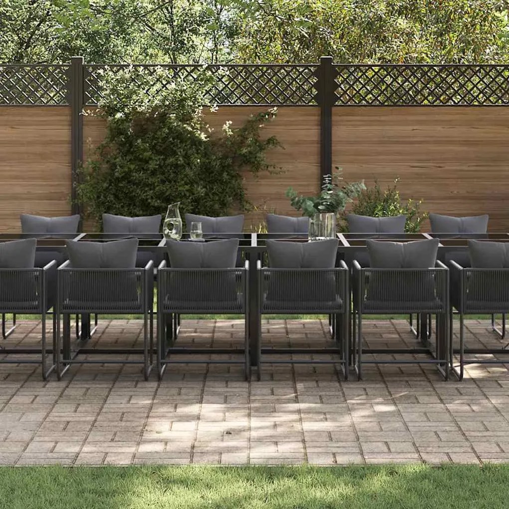 vidaXL Σέτ φαγητού για κήπο 17 pcs Μαύρο Ατσάλι