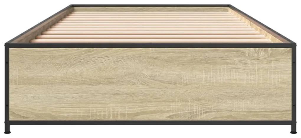 vidaXL Πλαίσιο Κρεβατιού Sonoma Δρυς 100x200 εκ. Επεξ. Ξύλο & Μέταλλο