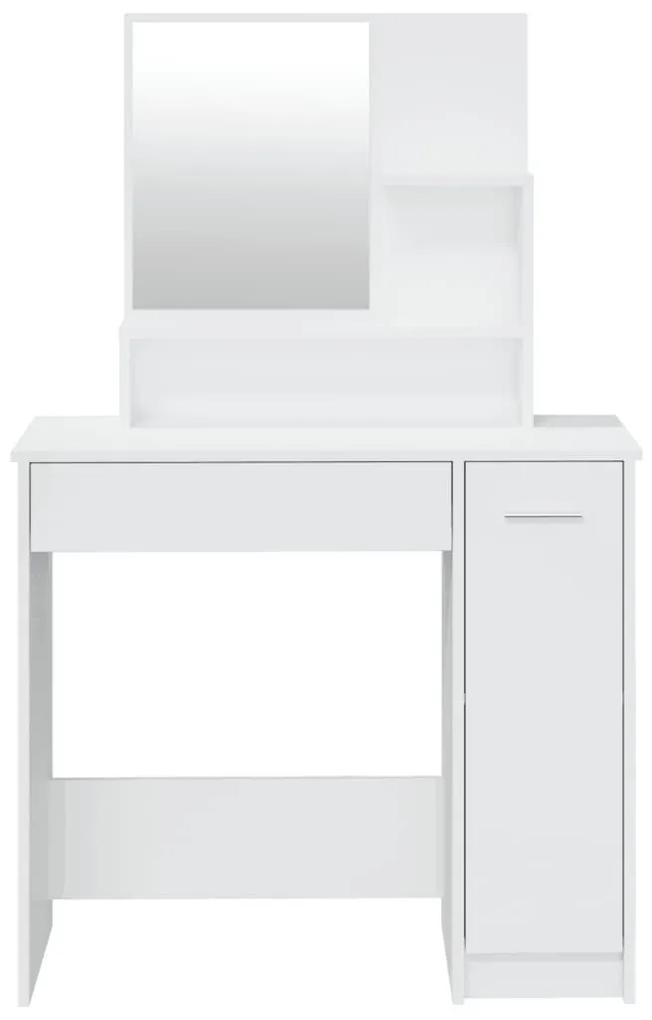 Μπουντουάρ με Καθρέφτη Γυαλιστερό Λευκό 86,5x35x136 εκ. - Λευκό