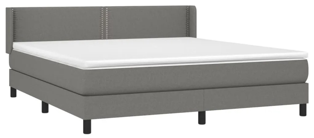 Κρεβάτι Boxspring με Στρώμα Σκούρο Γκρι 180x200 εκ Υφασμάτιν - Γκρι