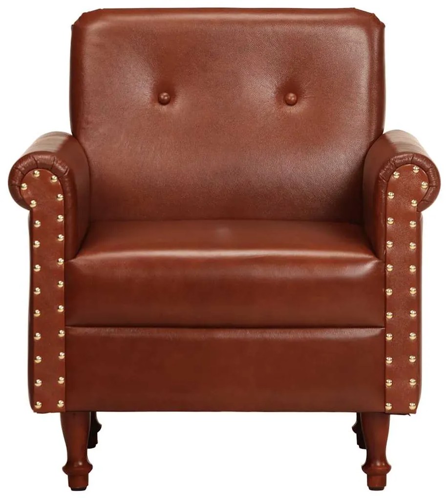 vidaXL Πολυθρόνα Μπάρελ Καφέ από Γνήσιο Δέρμα