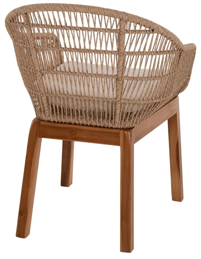 ΠΟΛΥΘΡΟΝΑ AMORA  TEAK ΠΟΔΙΑ ΣΚΕΛΕΤΟΣ ΑΛΟΥΜΙΝΙΟΥ &amp; POLYRATTAN 64x60x87Yεκ.