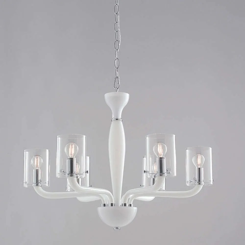 Φωτιστικό Οροφής Aurora I-AURORA-6 BCO 6xE14 Φ68cm 190cm White Luce Ambiente Design Glass