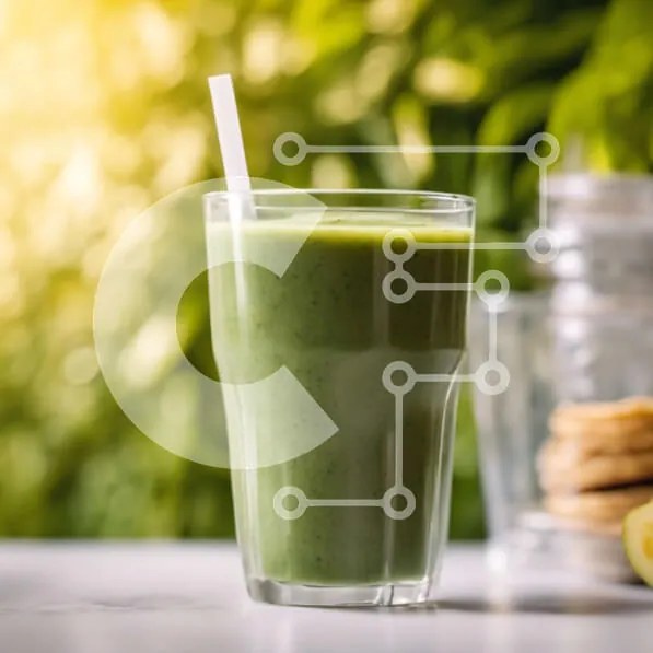 Intra Συλλεκτικό Ξύλινο Παζλ Plywood  4mm - Πράσινο Smoothie με μπισκότα σε μαρμάρινο τραπέζι Σε Ξύλινο Κουτί - Διαστάσεις: 10x10 cm – 25 κομμάτια
