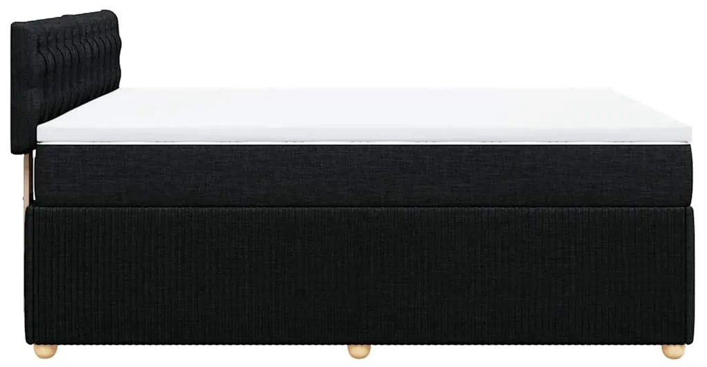 vidaXL Κρεβάτι Boxspring με Στρώμα Μαύρο 140x190 εκ. Υφασμάτινο
