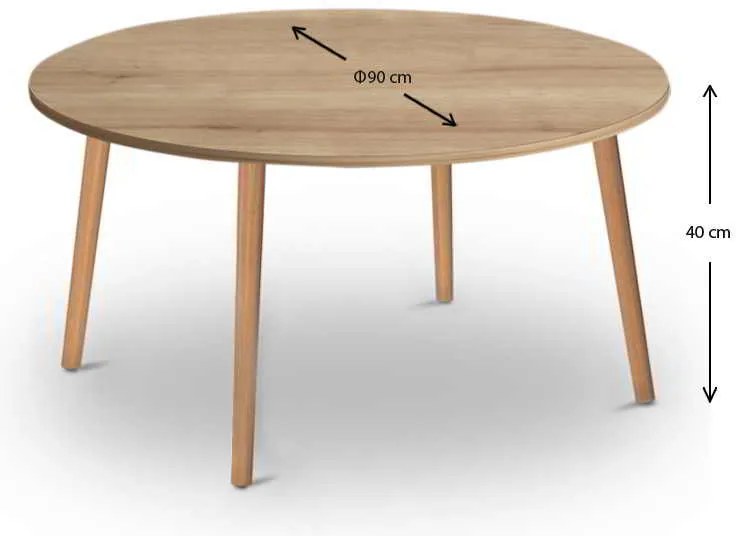 Τραπεζάκι σαλονιού Circle Megapap από μελαμίνη χρώμα oak 90x90x40εκ.