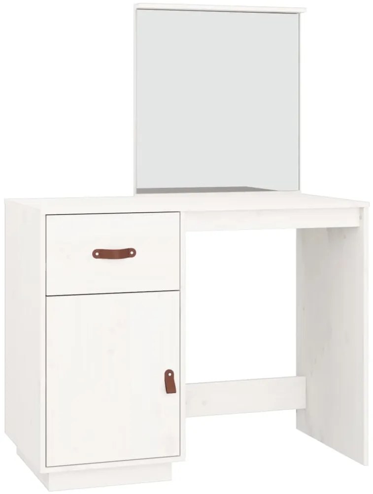 vidaXL Μπουντουάρ Λευκό 95x50x134 εκ. Μασίφ Ξύλο Πεύκου