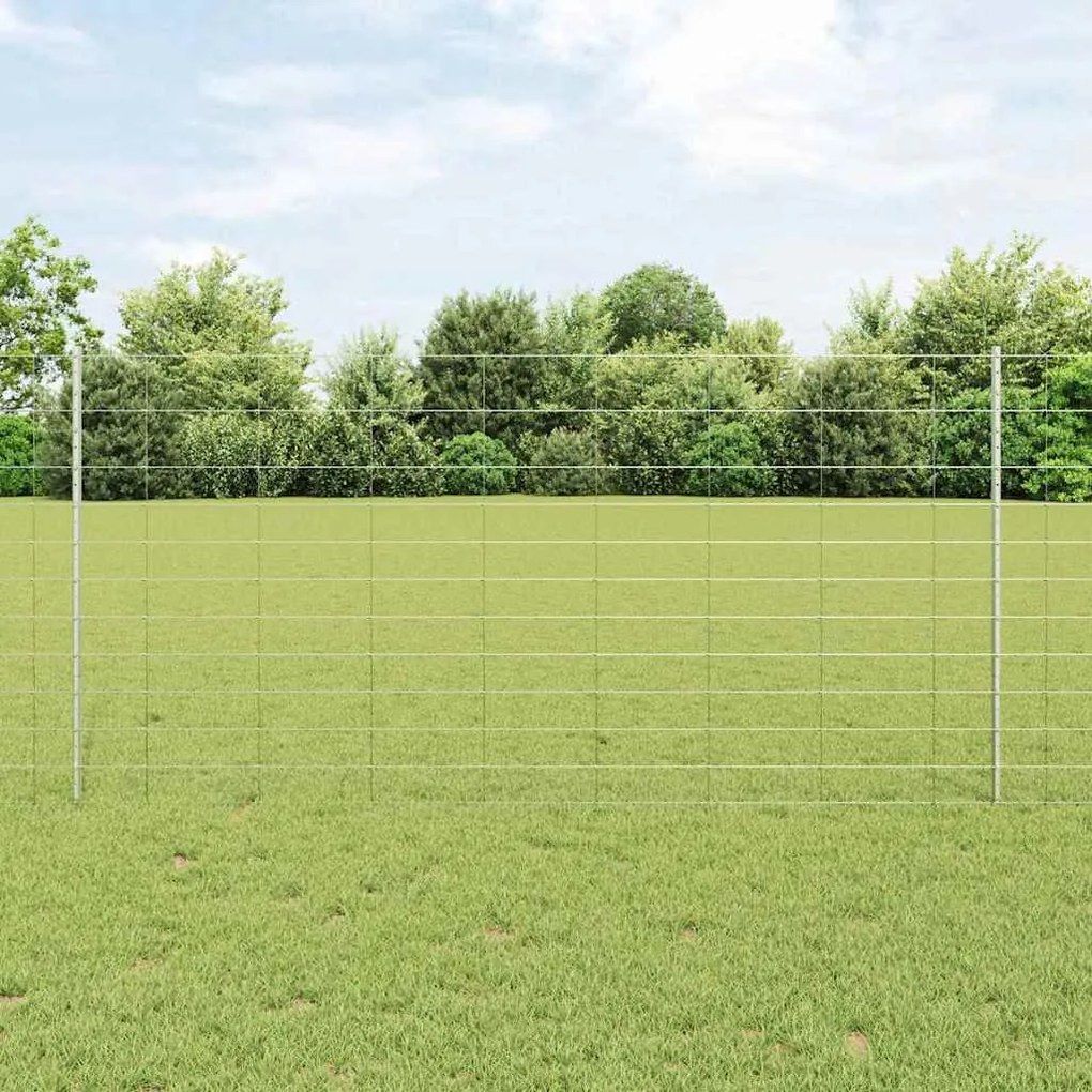 vidaXL Φράχτης με Στήλες. Ασημί 1.2 x 25 m Ατσάλι