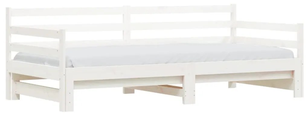 Καναπές Κρεβάτι Συρόμενος Λευκός 90 x 200 εκ. Μασίφ Ξύλο Πεύκου - Λευκό