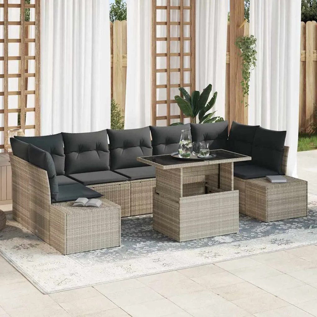 vidaXL Σετ Καναπέ Κήπου 8 pcs Ανοιχτό γκρι 100 x 55 x 73 εκ