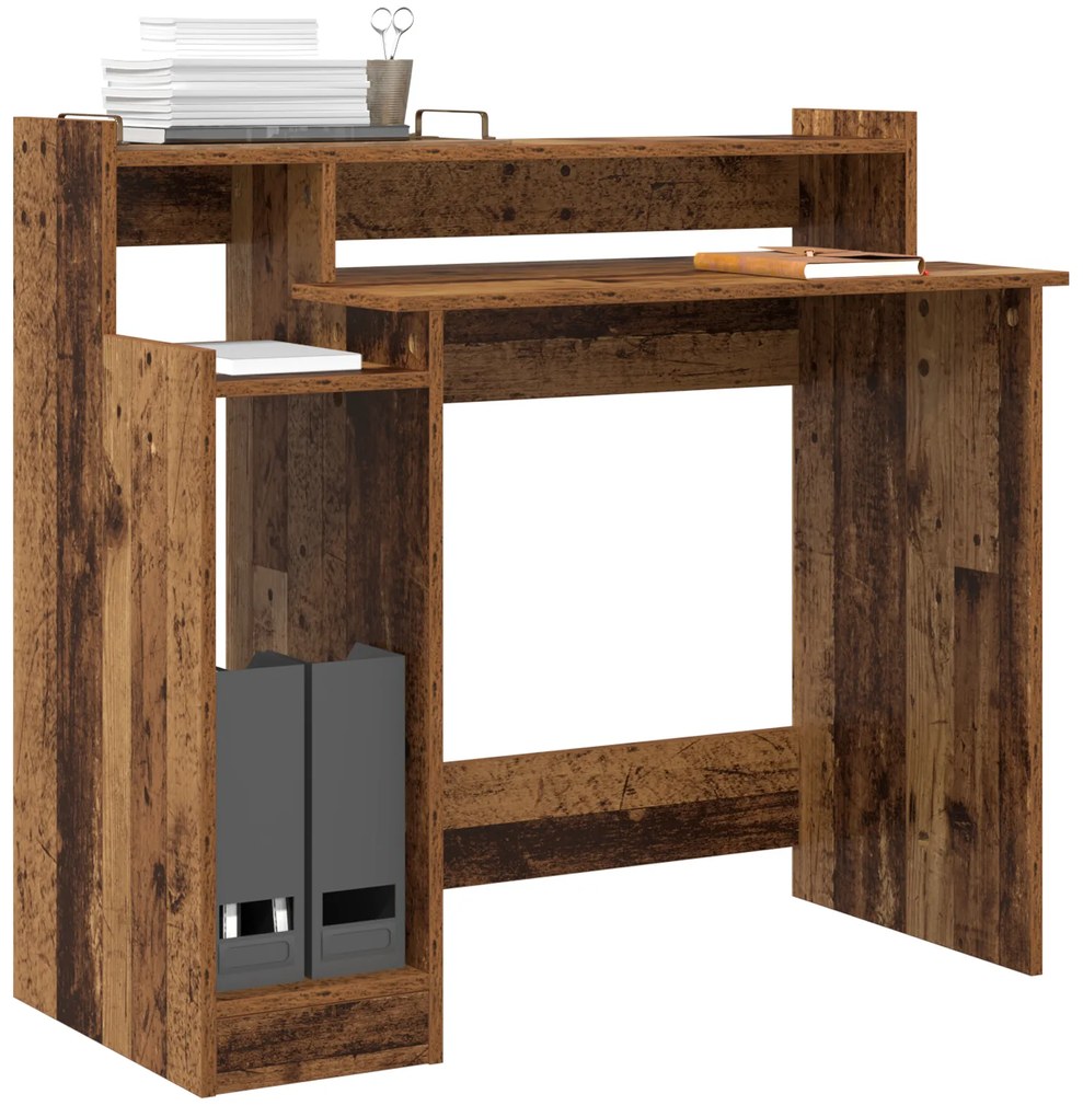 vidaXL Γραφείο με ράφι Παλαιό ξύλο 97 x 45 x 90 εκ. Επεξεργασμένο ξύλο