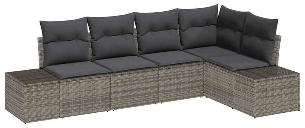 vidaXL Σετ Καναπέ Κήπου 5 pcs Γκρι Πολυ ράταν