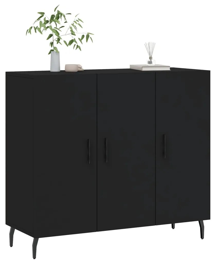vidaXL Ντουλάπι Μαύρο 90 x 34 x 80 εκ. από Επεξεργασμένο Ξύλο
