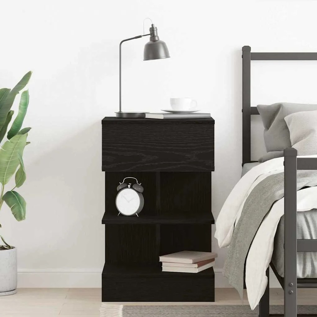 vidaXL Κομοδίνο Μαύρη δρυς 40 x 35 x 65 εκ. Επεξεργασμένο ξύλο