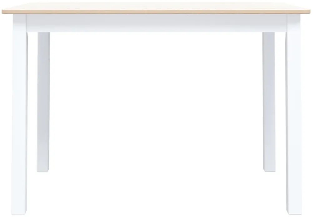 vidaXL Τραπεζαρία Λευκή/Καφέ 114x71x75 εκ Μασίφ Ξύλο Καουτσουκόδεντρου