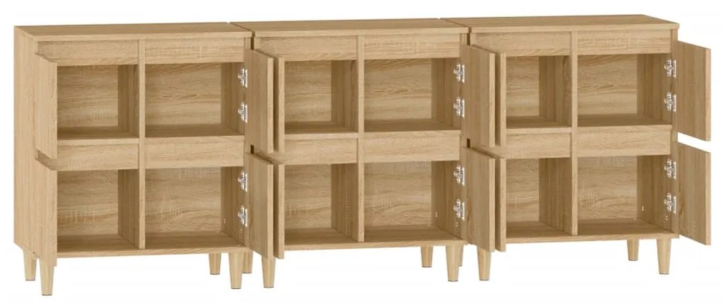 vidaXL Ντουλάπια 3 τεμ. Sonoma Δρυς 60x35x70 εκ. Επεξεργασμένο Ξύλο
