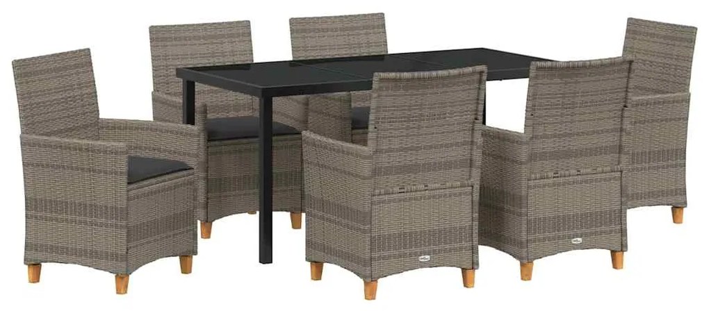 vidaXL Σέτ φαγητού για κήπο 7 pcs Γκρι συνθετικό ρατάν