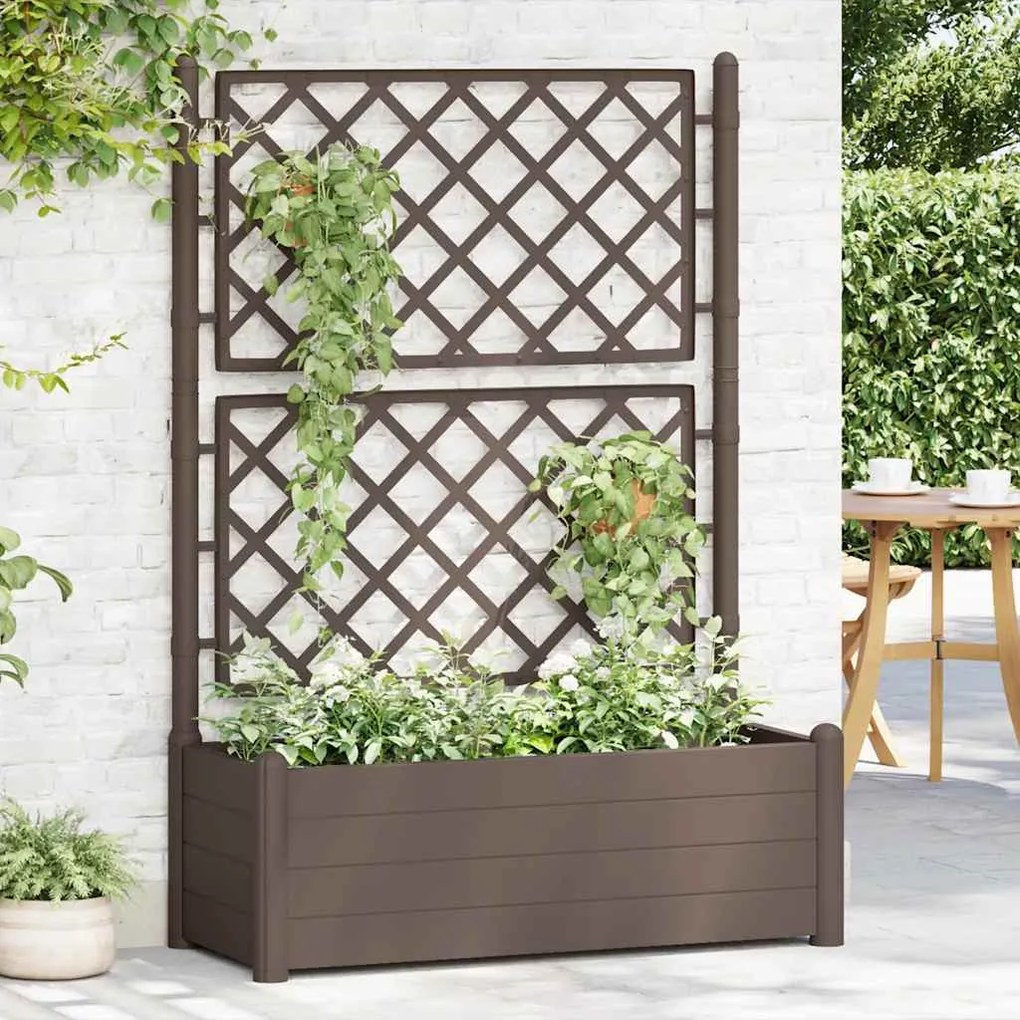 vidaXL Ζαρντινιέρα Κήπου με Καφασωτό Μόκα 100 x 43 x 142 εκ. από PP