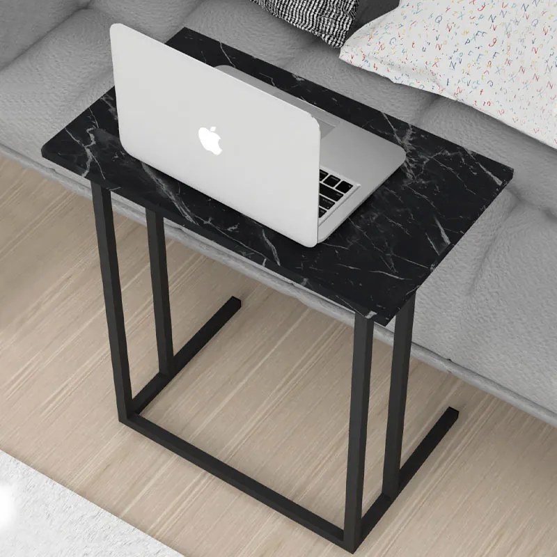 Τραπεζάκι βοηθητικό Jango Megapap μεταλλικό - μελαμίνης χρώμα μαύρο εφέ μαρμάρου 60x35,5x65,5εκ.