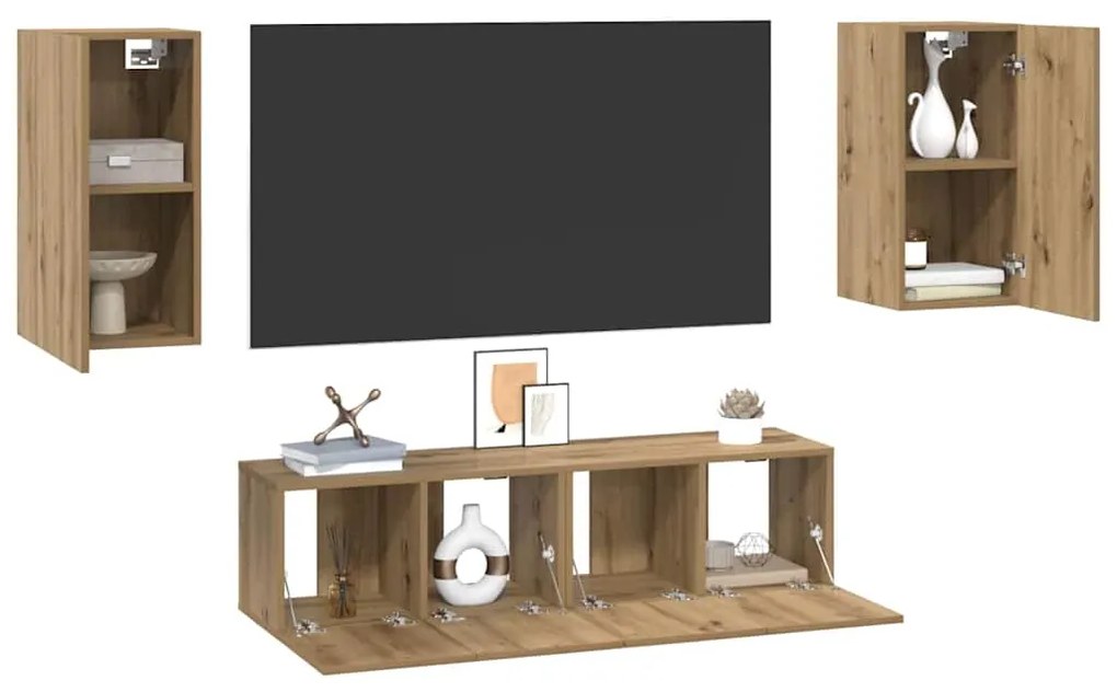 vidaXL Σετ επίπλου τηλεόρασης 4 pcs artisan δρυς 30.5 x 30 x 60 εκ.
