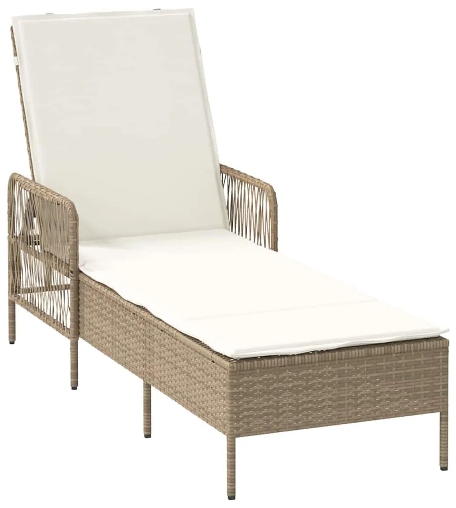 vidaXL Ξαπλώστρα με μαξιλάρι 2-πρόσωπο 2 pcs Μπεζ συνθετικό ρατάν