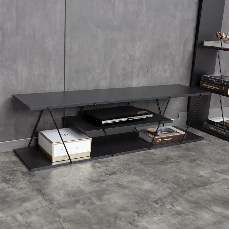 Έπιπλο τηλεόρασης Tars pakoworld ανθρακί-μαύρο 120x30x33εκ (1 τεμάχια)